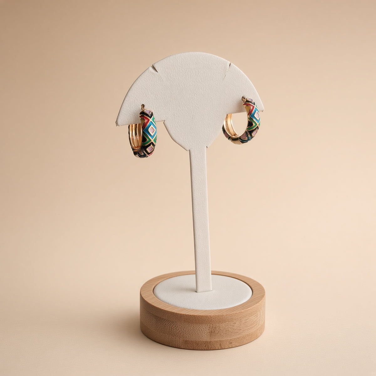 Boucles d'oreilles créoles émaillées colorées – Acier inoxydable plaqué or | Bijoux femme motif géométrique
