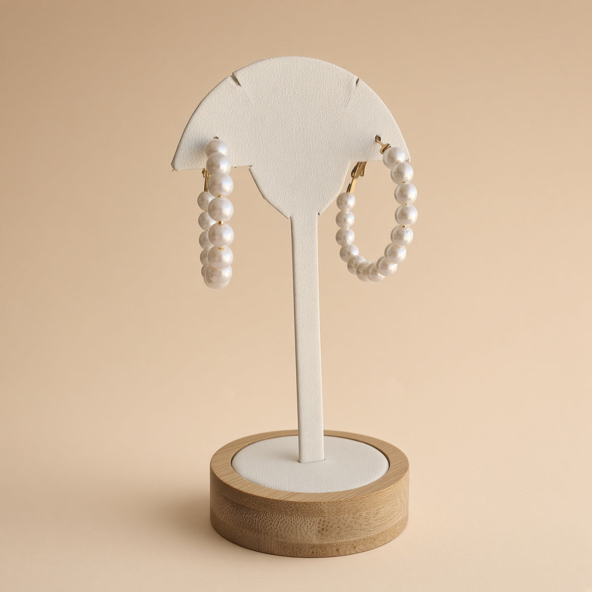 Boucles d'oreilles créoles perles – Alliage doré et perles synthétiques | Bijoux femme élégants