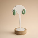Boucles d'oreilles créoles épaisses résine verte – Acrylique nacrée | Bijoux femme modernes et légers