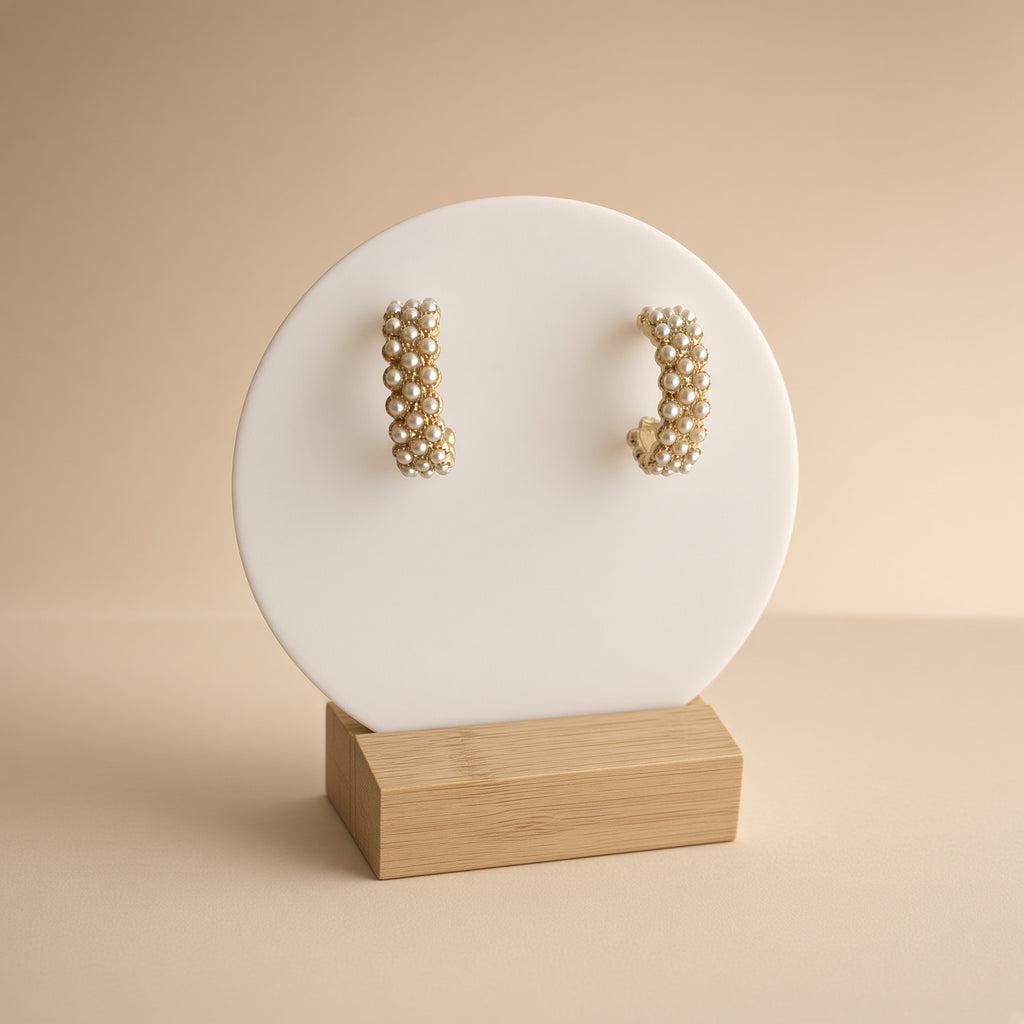 Boucles d'oreilles créoles perles – Acier inoxydable et perles synthétiques | Bijoux femme élégants