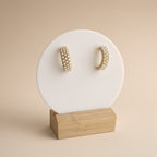 Boucles d'oreilles créoles pavées de perles – Acier inoxydable et perles synthétiques | Bijoux femme élégants