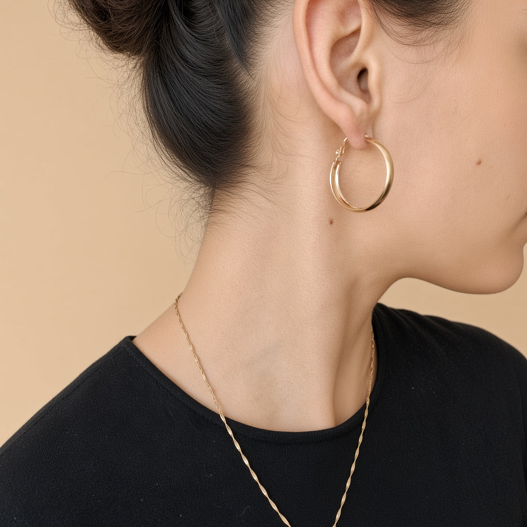 Boucles d'oreilles créoles classiques – Acier inoxydable plaqué or | Bijoux femme intemporels