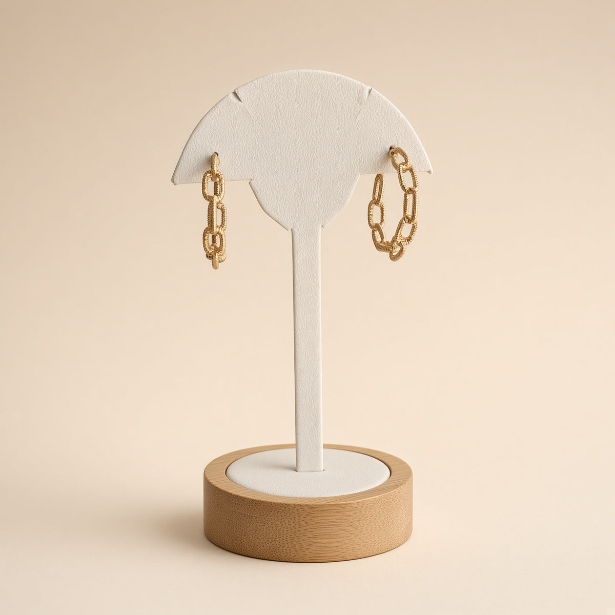 Boucles d'oreilles créoles maillons ovales – Acier inoxydable plaqué or | Bijoux femme texturés