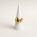 Bague ouverte double galet dorée – Acier inoxydable plaqué or | Bague femme sculpturale