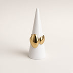 Bague ouverte double galet dorée – Acier inoxydable plaqué or | Bague femme sculpturale