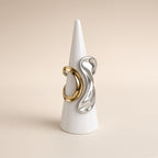 Bague sculpturale duo or et argent – Acier inoxydable | Bague femme moderne