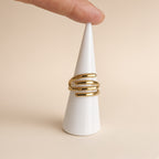 Bague ajustable triple rangs dorée – Acier inoxydable plaqué or | Bague femme moderne