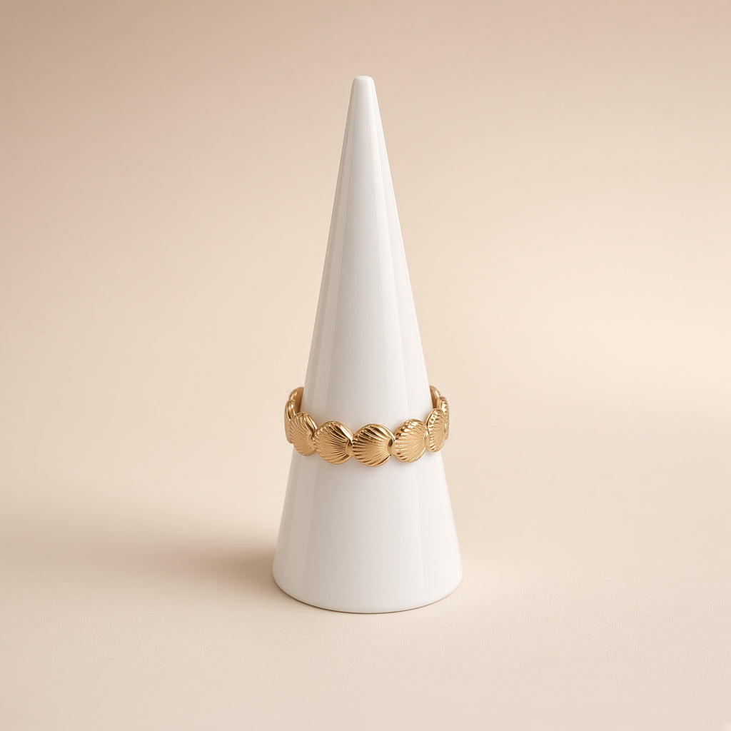 Bague coquillages dorée – Acier inoxydable plaqué or | Bague femme marine