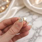 Bague ouverte double cœur – Acier inoxydable plaqué or et strass | Bague femme