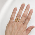 Bague ajustable double cœur entrelacé – Acier inoxydable plaqué or | Bague femme