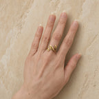 Bague ouverte feuilles dorées – Acier inoxydable plaqué or | Bague femme moderne