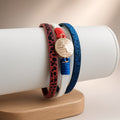 Bracelet multi-rangs tricolore pailleté – Médaille et fermoir aimanté doré | Bracelet femme