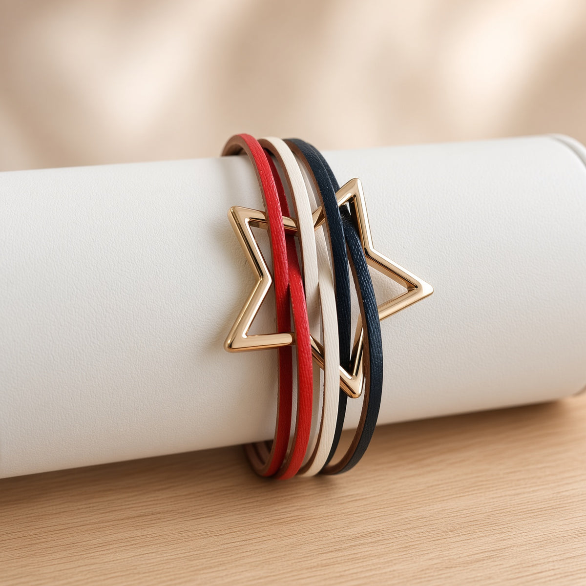 Bracelet multi-rangs tricolore – Étoile et fermoir aimanté doré | Bracelet femme