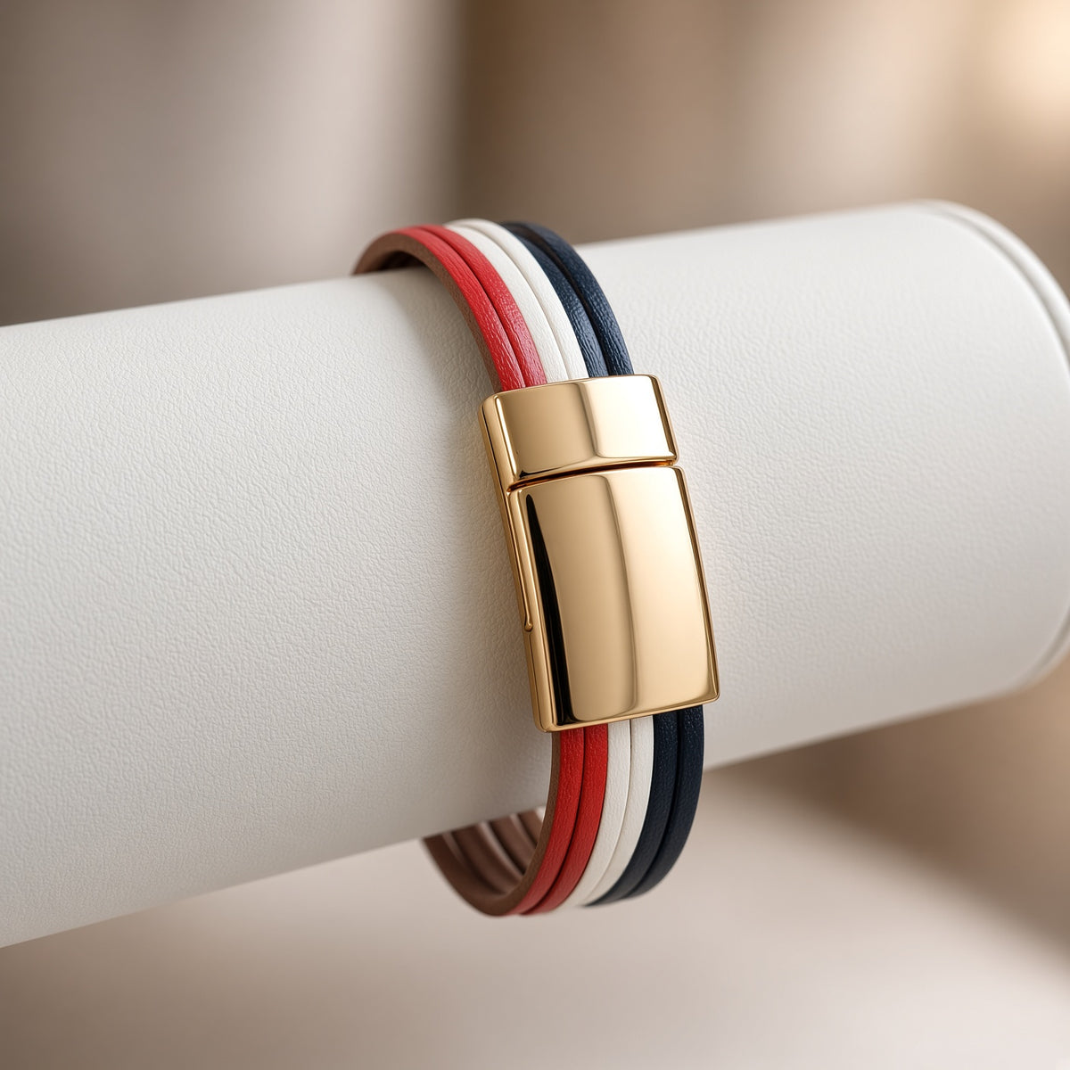 Bracelet multi-rangs tricolore – Étoile et fermoir aimanté doré | Bracelet femme