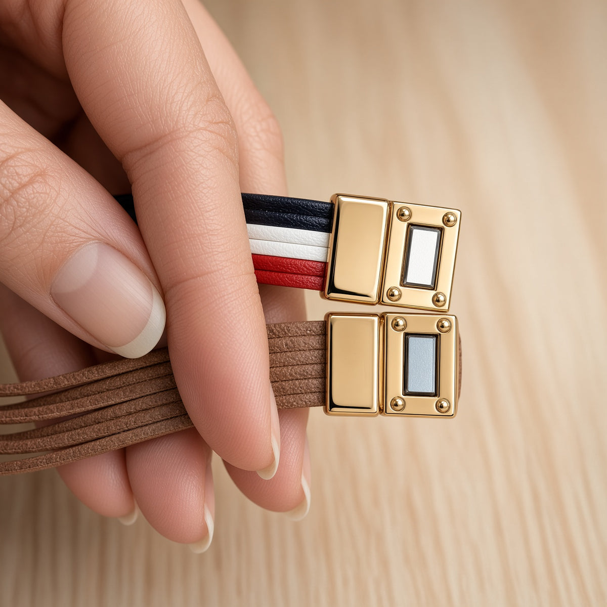 Bracelet multi-rangs tricolore – Étoile et fermoir aimanté doré | Bracelet femme