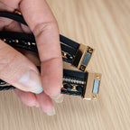 Bracelet multi-rangs noir et or – Strass, perles et pierre | Fermoir aimanté doré