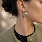 Boucles d'oreilles créoles larges argentées – Acier inoxydable | Bijoux femme modernes et lumineux