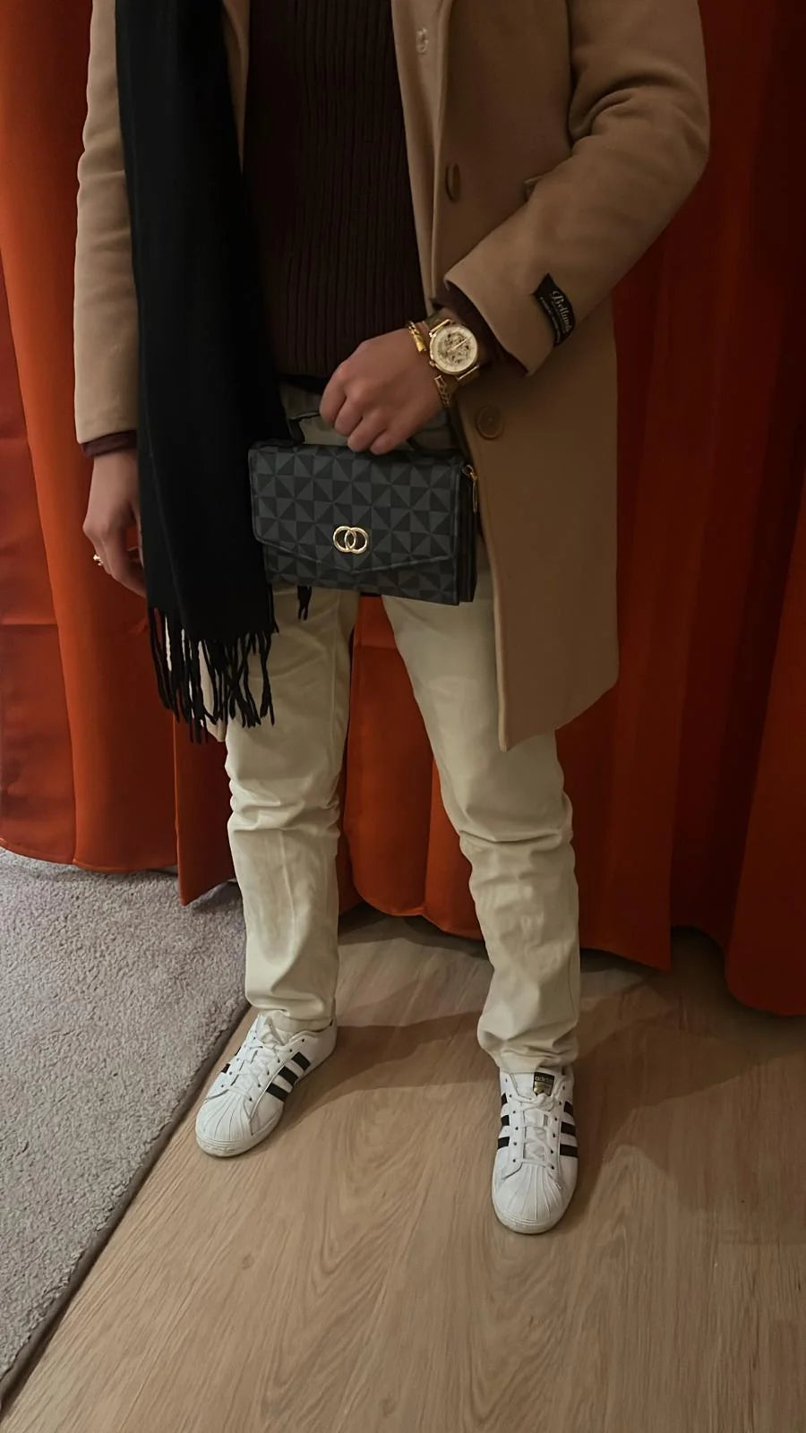 Sac à main Femme Portefeuille Gris / Noir Matelassé – Élégance