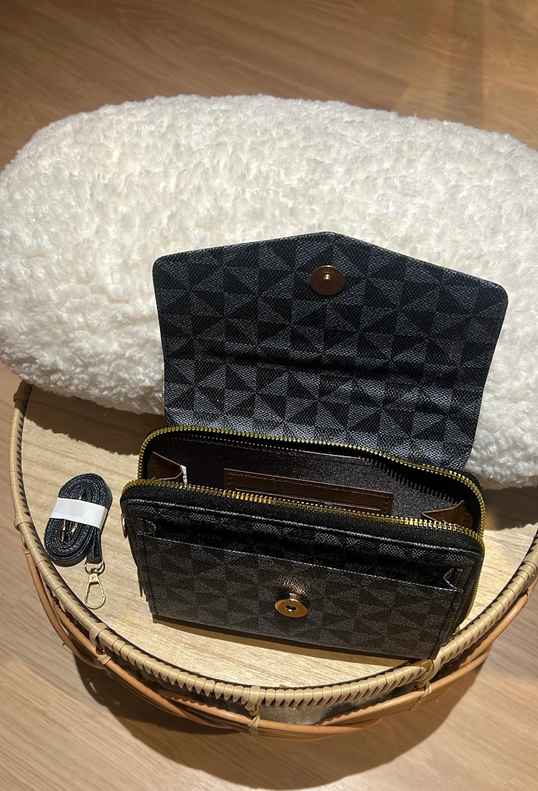 Sac à main Femme Portefeuille Gris / Noir Matelassé – Élégance