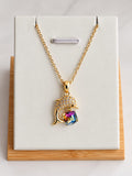 Collier et Pendentif Dauphin Doré & Cristal Multicolore – Élégance Océanique - Acier inoxydable