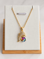 Collier et Pendentif Dauphin Doré & Cristal Multicolore – Élégance Océanique - Acier inoxydable
