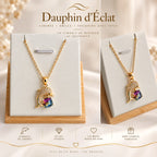 Collier et Pendentif Dauphin Doré & Cristal Multicolore – Élégance Océanique - Acier inoxydable