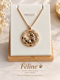 Collier Guépard Doré – Pendentif Cercle Zircon – Acier et Laiton Plaqué Or 18K - Bijoux unisexe femme/homme