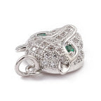 Collier et Pendentif tête de panthère argentée – yeux verts & zircons