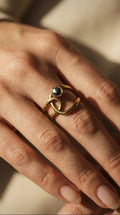 Bague femme ouverte ajustable design Entrelacé Doré Perle Argentée – Acier Inoxydable plaqué or