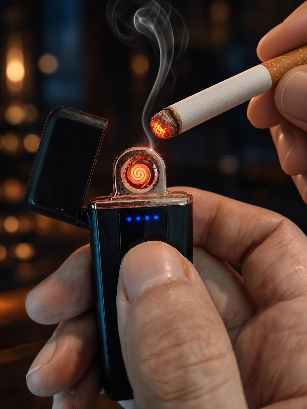 Briquet Électrique Rechargeable USB avec Gravure Personnalisée – Allumage Sans Flamme Anti-Vent – Idée Cadeau Maman Papa Anniversaire Noël
