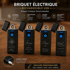 Briquet Électrique Rechargeable USB avec Gravure Personnalisée – Allumage Sans Flamme Anti-Vent – Idée Cadeau Maman Papa Anniversaire Noël