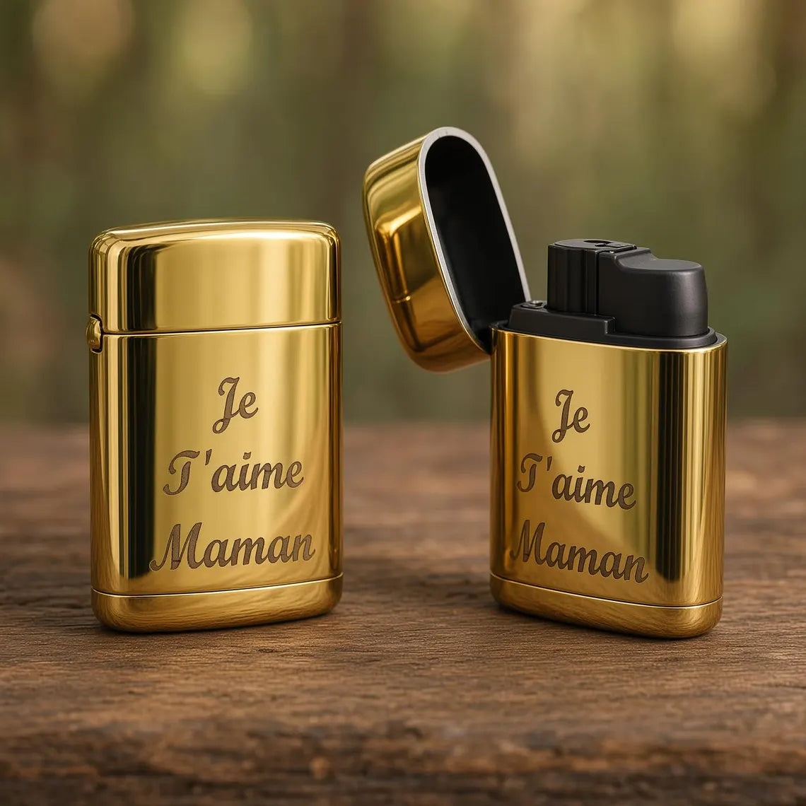 Briquet Gaz Personnalisé Gravé – Briquet Rechargeable au Gaz – Briquet tempête – Gravure Prénom, Initiale ou Motif – Cadeau Original
