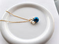 Collier Perles Bleues et Blanches Doré – Collier Bleu Chic Royal – Cadeau Femme Anniversaire fête Noël - Collier chaine et pendentif femme