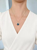 Collier Perles Bleues et Blanches Doré – Collier Bleu Chic Royal – Cadeau Femme Anniversaire fête Noël - Collier chaine et pendentif femme