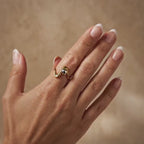 Bague Ajustable Vague Dorée Perle Argentée - Acier Inoxydable plaqué or 18 carats - Bague femme ouverte réglable