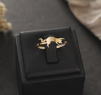 Bague ajustable Chat – Acier Inoxydable Plaqué Or 18 Carats - Bague femme ouverte réglable