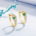 Mini Créoles Serpent Argent 925 Doré Élégance – Émeraude & Zircons