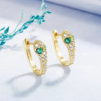 Mini Créoles Serpent Argent 925 Doré Élégance – Émeraude & Zircons