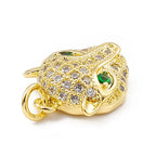 Collier + Pendentif tête de panthère dorée – yeux verts & zircons